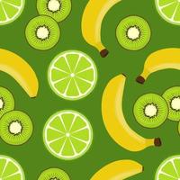 Banana, kiwi, lime seamless pattern vector