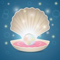 Open seashell with a pearl inside illustration vector