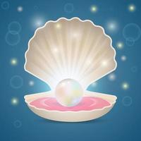 Open seashell with a pearl inside illustration vector