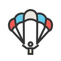 Paragliding Filled Line Icon vector