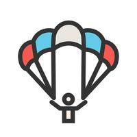 icono de línea llena de parapente vector