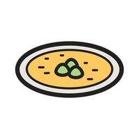 icono de línea llena de sopa de bola de masa hervida vector