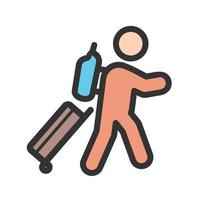 Carrying Luggage Filled Line Icon vector