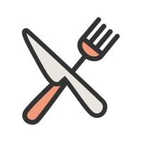 Fork and Knife Filled Line Icon vector