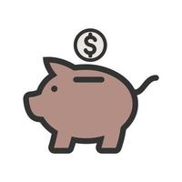 Piggy Bank Filled Line Icon vector