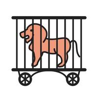 Lion in Cage Filled Line Icon vector