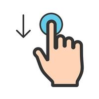 Tap and Move Down Filled Line Icon vector