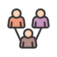 Connected Users II Filled Line Icon vector