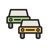 Cars on Road Filled Line Icon vector