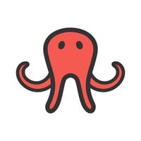 icono de línea llena de cara de pulpo vector