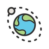 Moons Orbiitting Earth Filled Line Icon vector