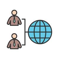 Globally Connected User Filled Line Icon vector
