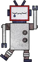 robot de dibujos animados de textura grunge retro vector