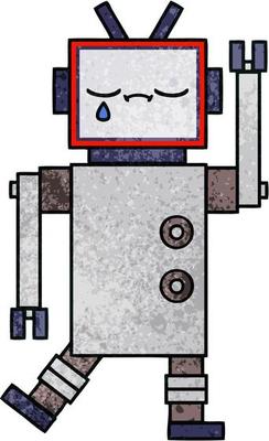 retro grunge texture cartoon robot