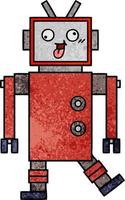 robot de dibujos animados de textura grunge retro vector