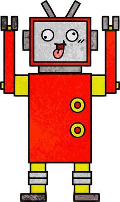 retro grunge texture cartoon crazy robot