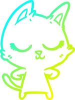 cold gradient line drawing calm cartoon cat vector