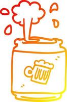 warm gradient line drawing cartoon can of beer vector