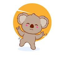 lindo bebé de dibujos animados koala bailando. ilustración de diseño de mascota dibujada a mano.