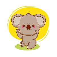 Cute cartoon happy baby koala. Hand drawn mascot design illustration. vector