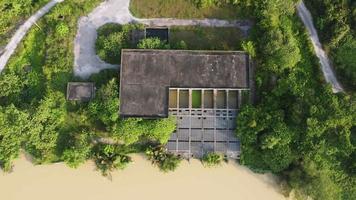 Aerial view broken pump house video