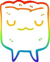 rainbow gradient line drawing cartoon tooth vector