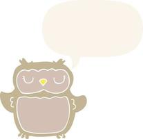 cartoon owl and speech bubble in retro style vector