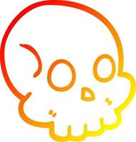 warm gradient line drawing cartoon skull vector