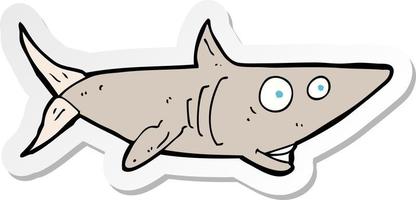 sticker of a cartoon happy shark vector