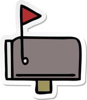 sticker of a cute cartoon mail box vector