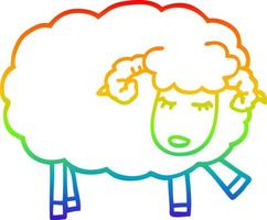 rainbow gradient line drawing cartoon cute sheep vector