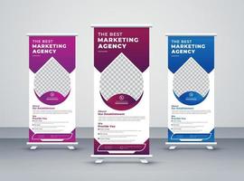 diseño profesional de pancartas enrollables corporativas para hacer crecer su negocio a un alto nivel. enrollar o levantar la exhibición standee banner vector