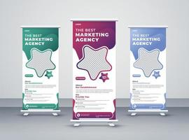 Corporate rollup banner template, rollup, advertisement, pull up, polygon background vector