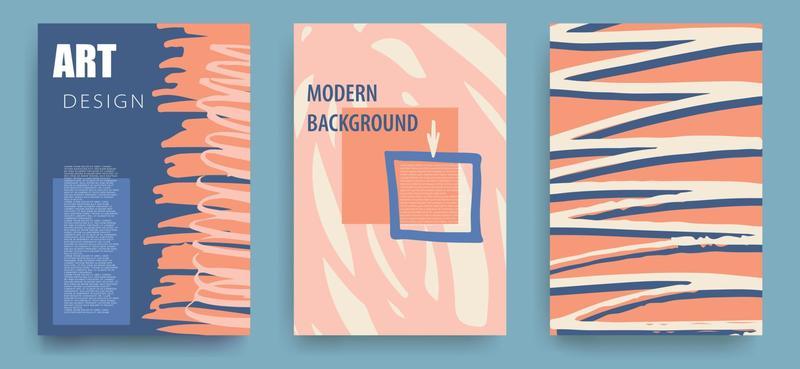 Creative banners, covers, posters in modern art style for corporate identity, branding, advertising, promo. Grunge textures, imitation of brush strokes. Vector