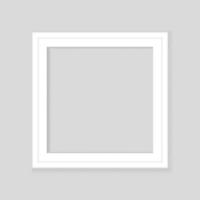 White square frame on gray wall with realistic shadows. Vector illustration. EPS10.