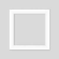 White square frame on gray wall with realistic shadows. Vector illustration. EPS10.