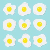 Set of fried eggs. Isolated eggs on a blue background. Yolk and protein. vector