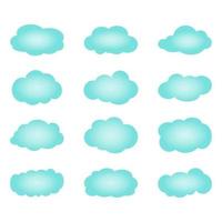 Cloud. Abstract blue cloud set isolated on white background. vector