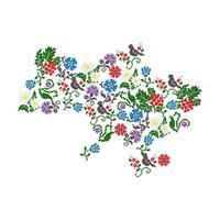 Ukraine map and flowers. Vector illustration.