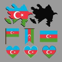 azerbaiyán. mapa y bandera de azerbaiyán. ilustración vectorial vector