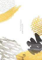 Abstract art background with gold texture vector. Japanese wave pattern with brush stroke template illustration in vintage style. vector