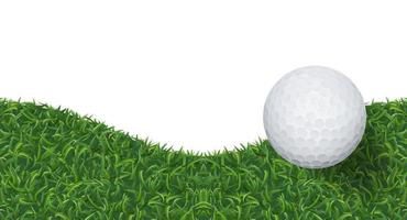 Golf ball and green grass background with area for copy space. Vector.