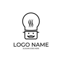 concepto de logotipo de personaje de chef de cocina vector