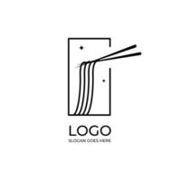 logotipo del restaurante de la casa de fideos rectangulares vector