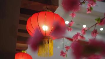 sélectionner la mise au point lanterne chinoise lumière led rouge video
