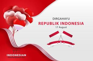 17 August. Indonesia Happy Independence Day greeting card, banner, and texture background Vector