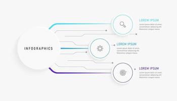 plantilla de diseño de etiquetas infográficas vectoriales con iconos y 3 opciones o pasos. se puede utilizar para diagramas de proceso, presentaciones, diseño de flujo de trabajo, banner, diagrama de flujo, gráfico de información. vector