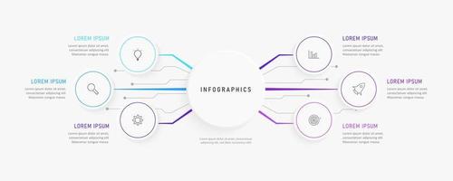 Vector Infographic label design template with icons and 6 options or steps. Can be used for process diagram, presentations, workflow layout, banner, flow chart, info graph.