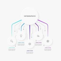 plantilla de diseño de etiquetas infográficas vectoriales con iconos y 5 opciones o pasos. se puede utilizar para diagramas de proceso, presentaciones, diseño de flujo de trabajo, banner, diagrama de flujo, gráfico de información. vector