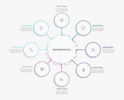 plantilla de diseño de etiquetas infográficas vectoriales con iconos y 8 opciones o pasos. se puede utilizar para diagramas de proceso, presentaciones, diseño de flujo de trabajo, banner, diagrama de flujo, gráfico de información. vector